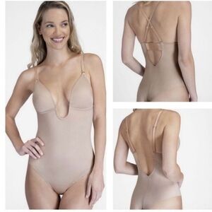 SPANX “Suit Your Fancy” plunge low back thong bodysuit.  New With Tags